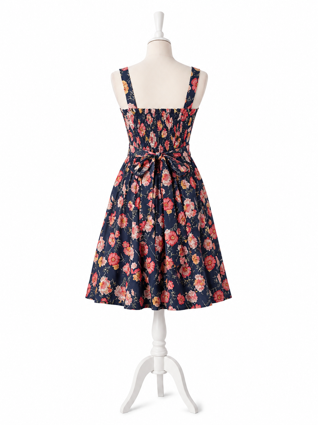 Vestito floreale donna blu navy al ginocchio