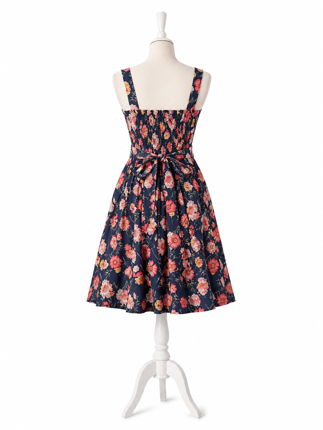 Vestito floreale donna blu navy al ginocchio