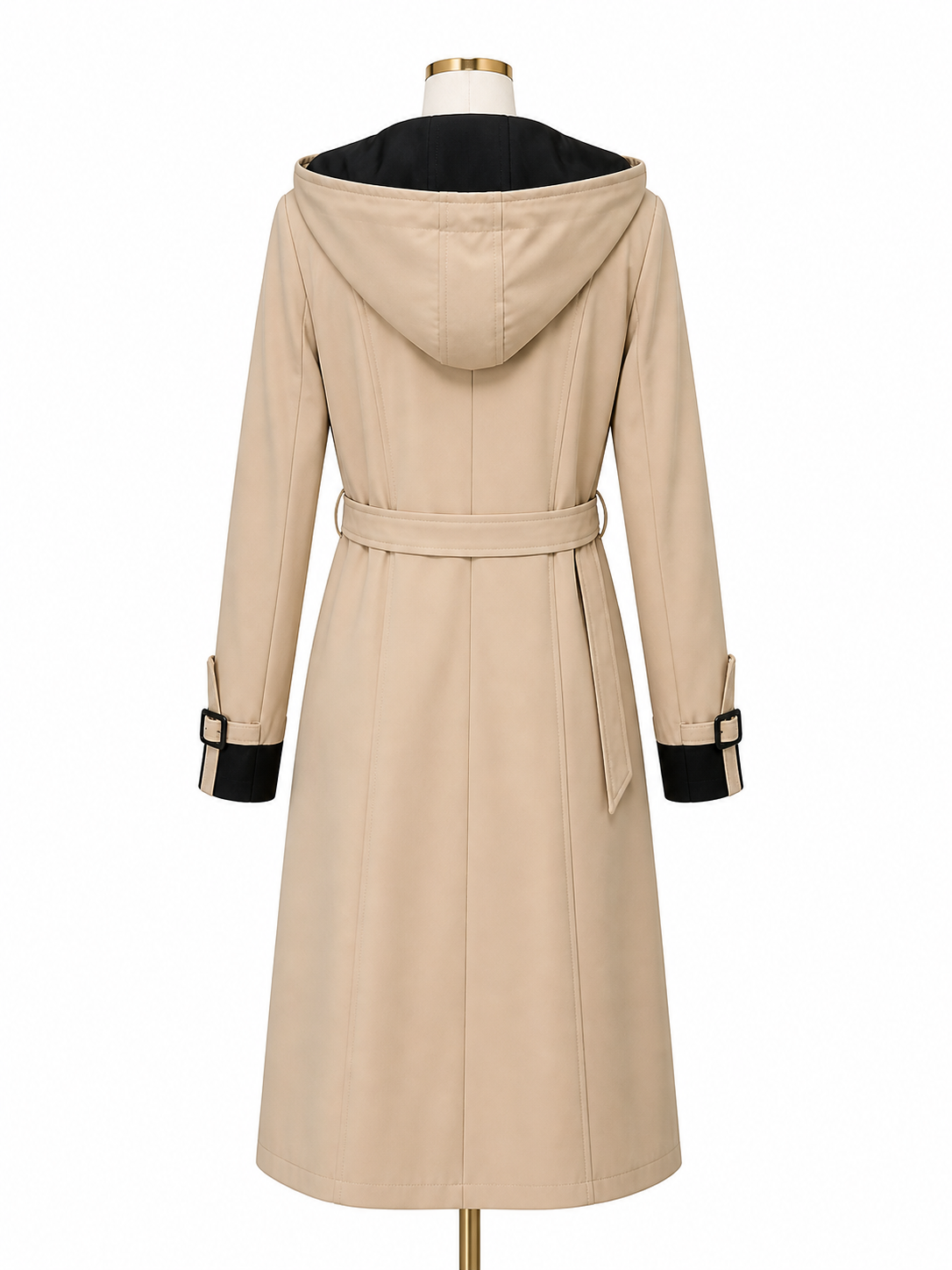 Impermeabile donna beige e verde militare con cappuccio