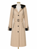 Impermeabile donna beige e verde militare con cappuccio