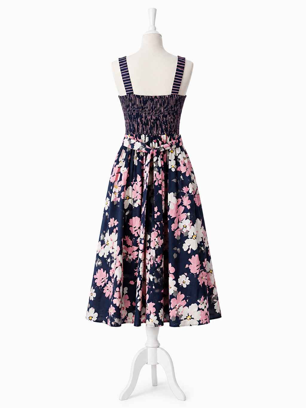 Vestito lungo floreale donna blu navy