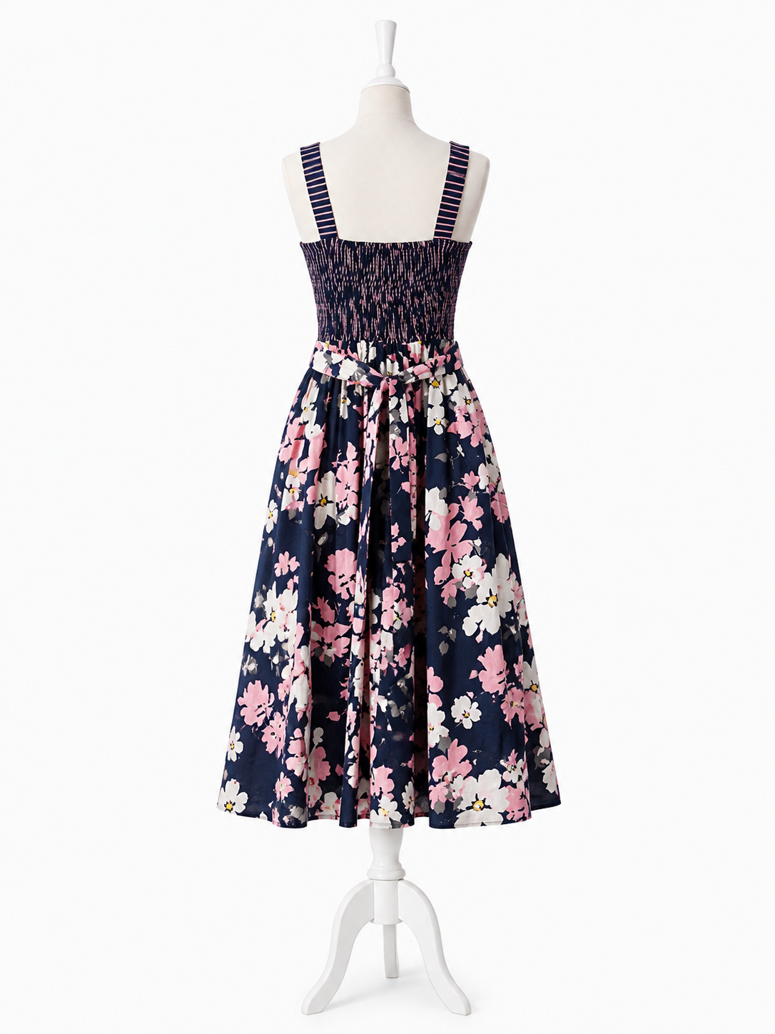 Vestito lungo floreale donna blu navy