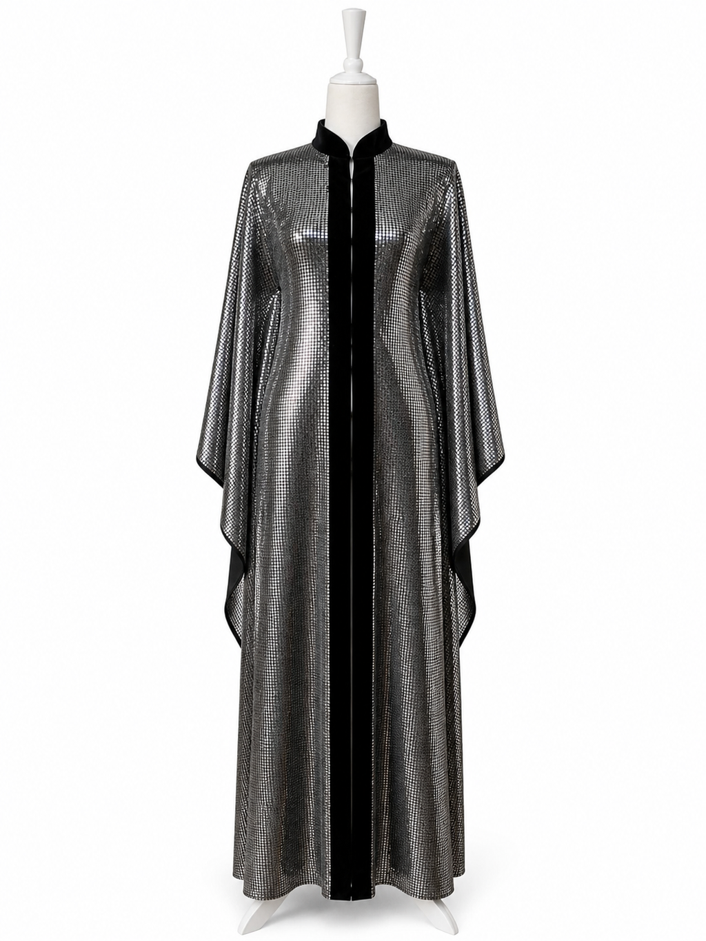 Abito lungo elegante argento e nero donna