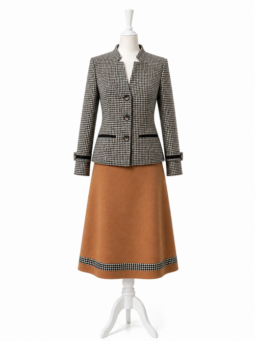 Giacca donna elegante pied de poule invernale
