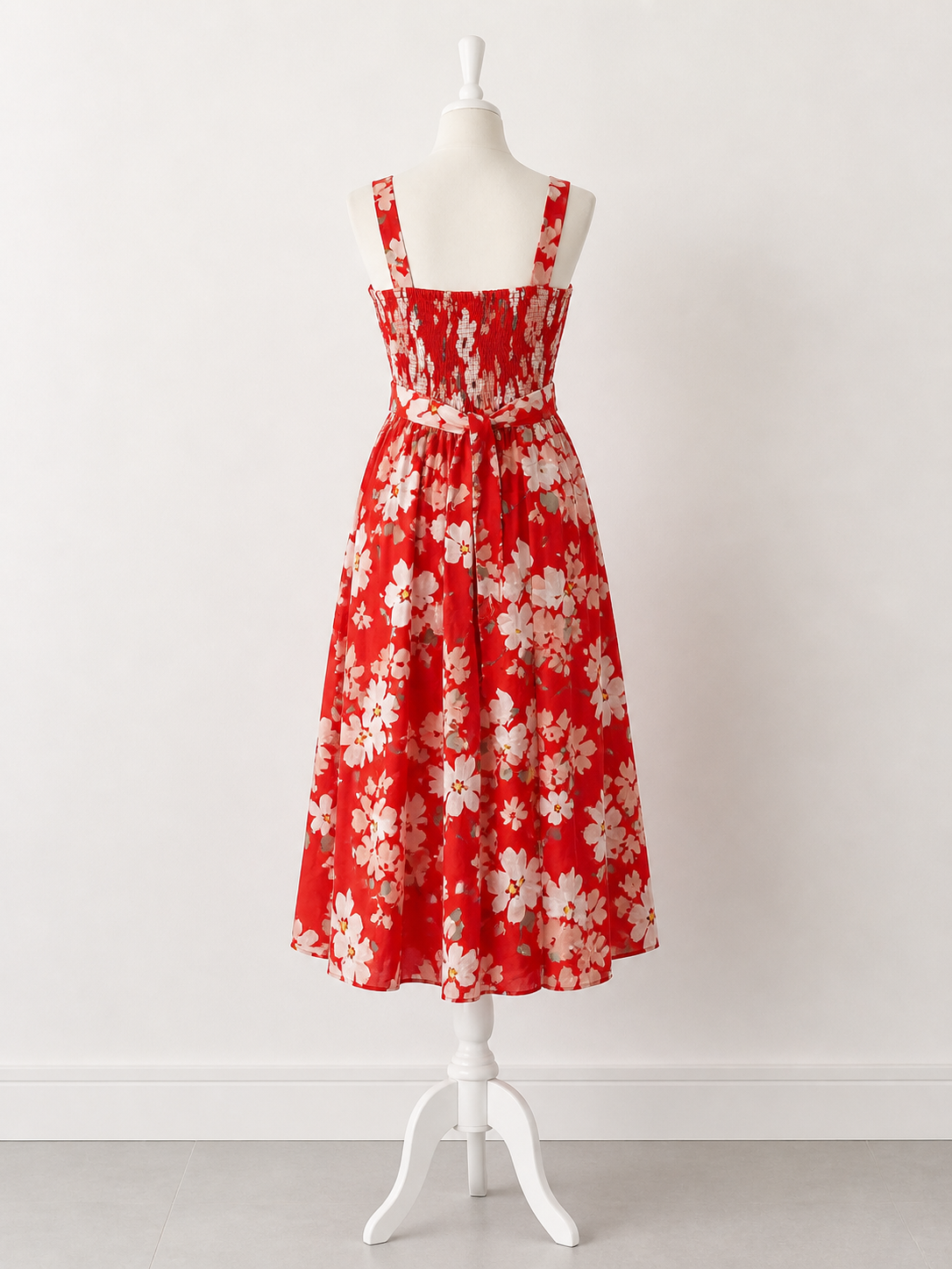 Vestito lungo floreale donna rosso